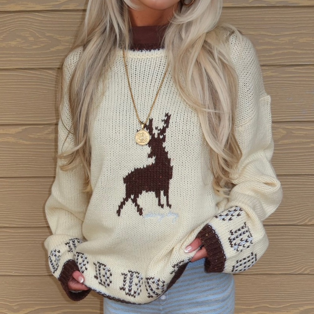Dairyboy soft cream deer sweater